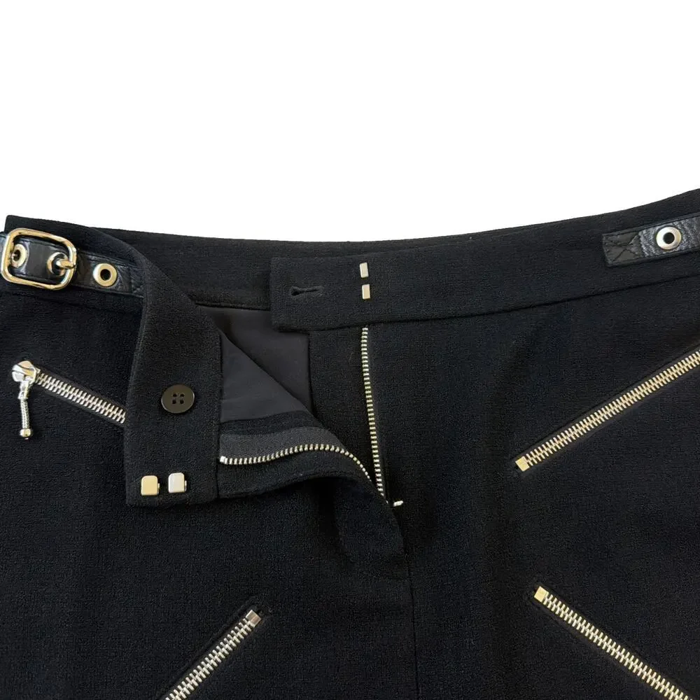 Alexander Wang Cupro Mini Skirt Black Womens Size 8 Multi Zip Edgy Designer